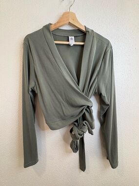 Altar PDX - Cropped “Rowan” Ballerina-Style Wrap Top - Green